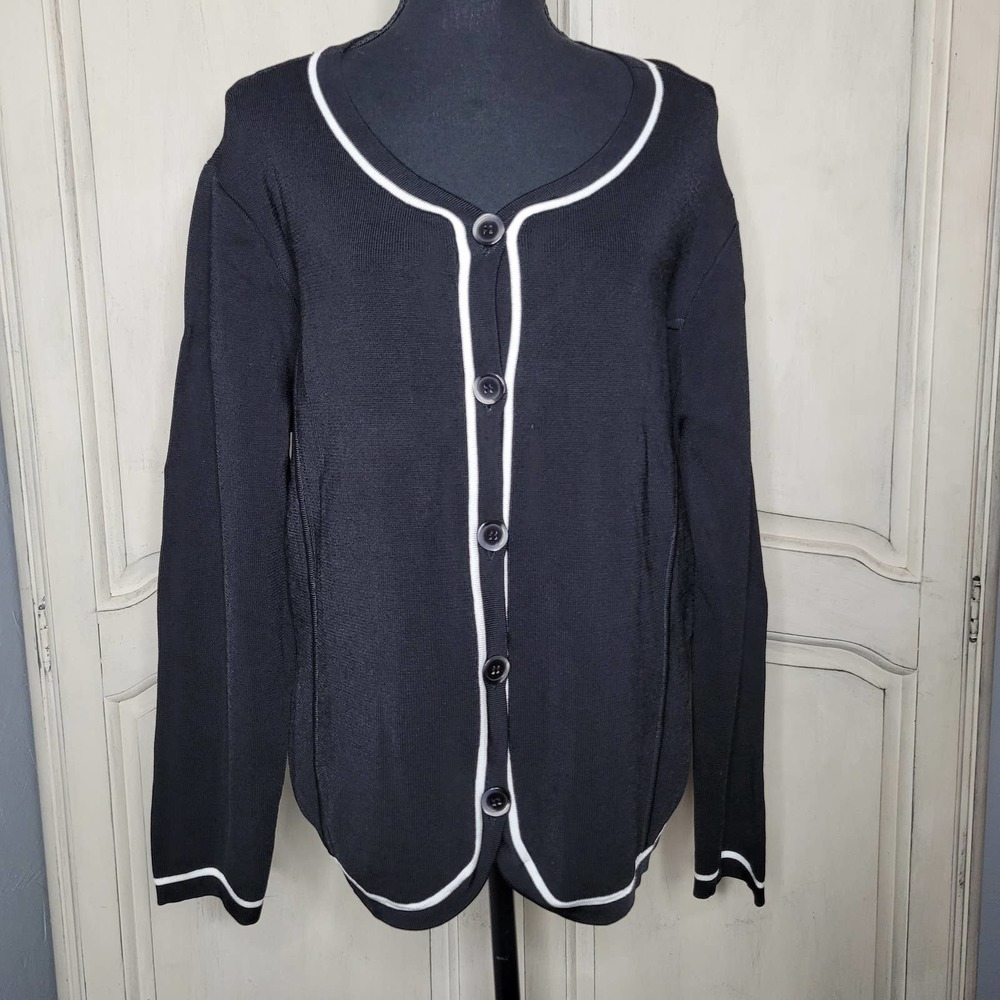 Jones New York Knit Collection Smooth Heavyweight Contrast Trim Cardigan✨️XL - Picture 9 of 12